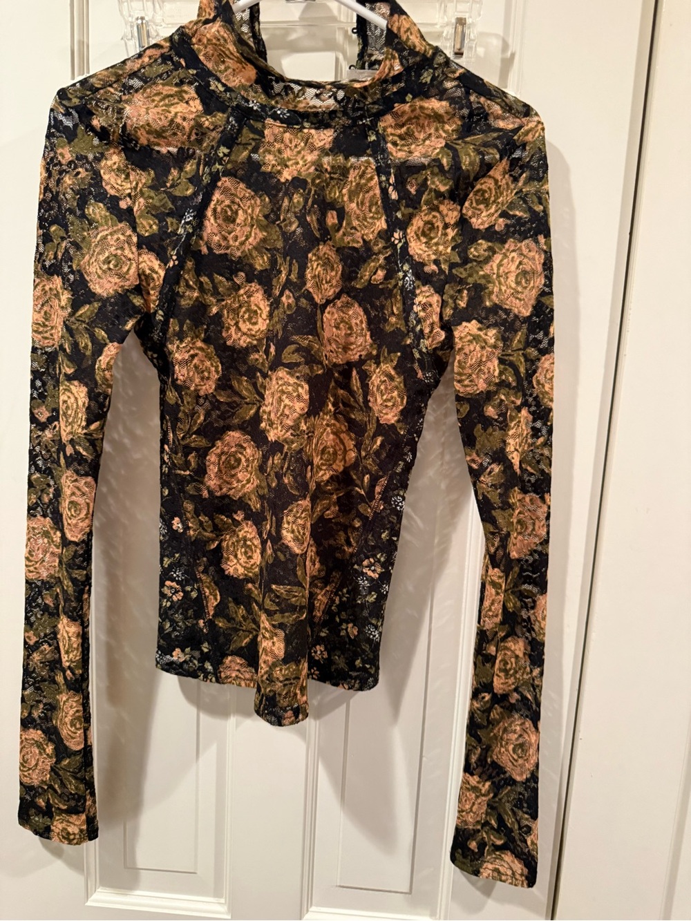 NWOT Free People Lyric Sheer Lace Long Sleeve Turtleneck Top Small
